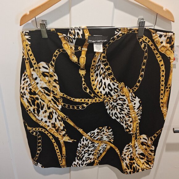 MARIANNE SKIRT LEOPARD GOLD CHAIN PRINT (SIZE 3X) - Picture 7 of 8